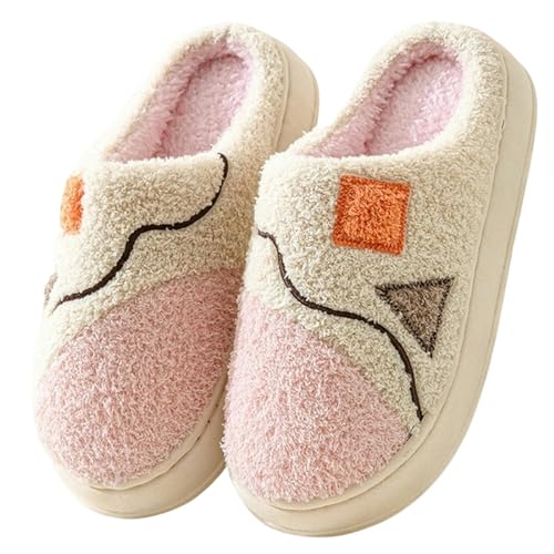 Chaussons d'hiver en coton et peluche rose pour homme et femme taille 40-41