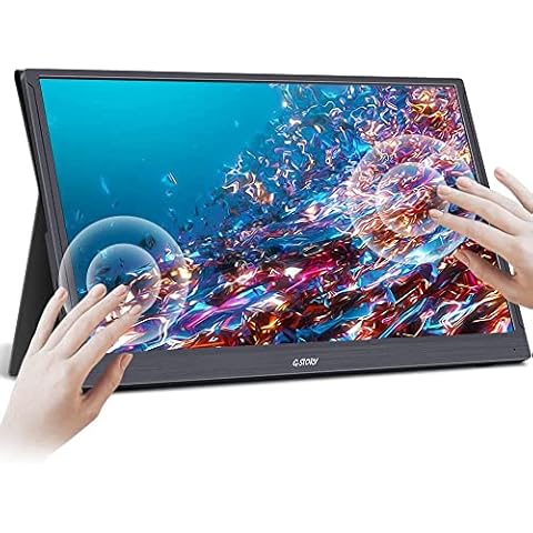 G-STORY 15.6” Portable Monitor Touchscreen, 1080P Touch screen Monitor, IPS Portable Screen with MINI HDMI, Two USB C, Second Monitor for Laptop, Phone,PS5, Xbox, Portable Gaming Monitor Cover