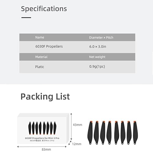 Miniatura 6 de 8 hélices Mavic Mini 3 Pro 6030F, cuchillas de hélice de liberación rápida de bajo ruido compatibles con DJI Mavic Mini 3 Pro Multicolor