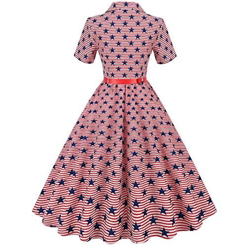 Image of ODIZLI Women's Summer Retro Vintage Sleeveless Floral Polka Dot Print Midi A-line Dress S-2XL