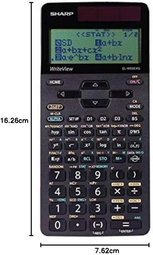 Sharp Electronics Write View Scientific Calculator, 16-Digit, 422 Function, with 4-Line LCD Display - ELW535XGBWH (Solar and Battery Powered)