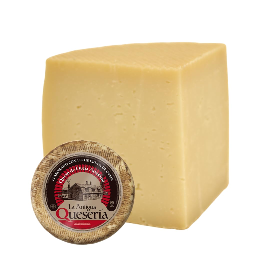 La Antigua Queseria Queso Artesano Curado de Leche Cruda de Oveja, Curación Mínima 6 Meses, CUARTO DE QUESO 750g (Aprox)