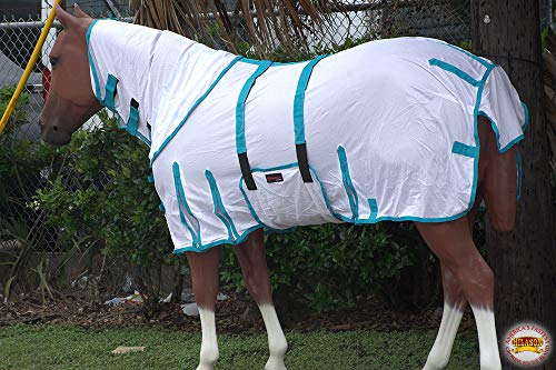 Image of HILASON Horse Fly Sheet UV Protect Breathable Mesh Bug Mosquito Spring | Summer Horse Rug | Fly Rug