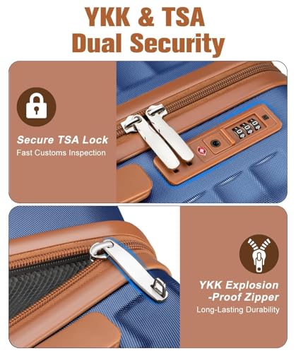 3 Piece Luggage Set with Travel Backpack, 20” PC Hardside Suitcase with Spinner Wheels, Flight Approved Carry On Luggage with YKK Zippers & TSA Lock image 4