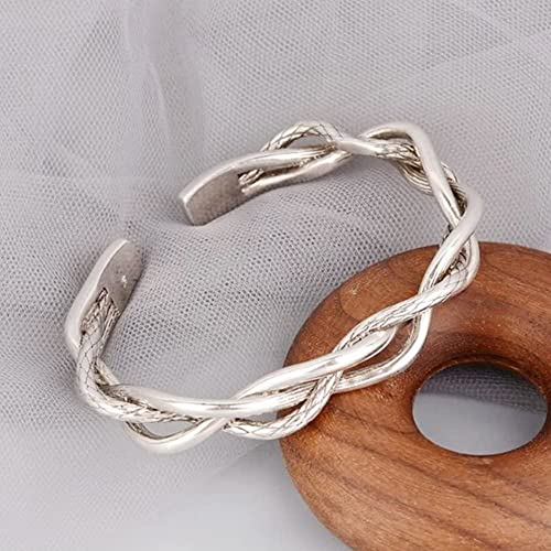 Bracelets 925 Sterling Silver Bracelets Fashion Vintage Couples Hollow Wavy Design, Party Jewelry Bangle (Gem Color : 925 Silver Bracelet) #TOP1