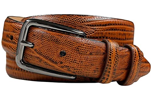 BS3208_Genuine Full-Grain Cowhide Leather Dress Solid Brass Buckle (Black& Gun) Belt, 1-1/8