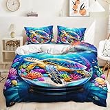 Funda Nordica Cama 150 Tortuga Colorida Microfibra Funda Nórdica 220X240,Funda Edredon 3 Piezas Transpirable Nordicos Bedding,2 Fundas De Almohada 50X75Cm