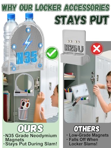 Image of 12Pcs Metal Magnetic Locker Accessories Decor for Girls /Boys, White