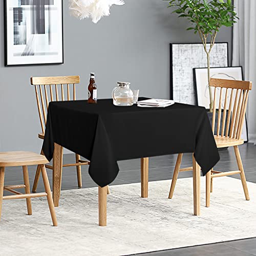Image of sancua 2 Pack Black Tablecloth 54 x 54 Inch, Stain and Wrinkle Resistant Square Table Cloth - Washable Polyester Table Cover for Dining Tables, Buffet Parties and Camping