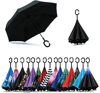 NNY Inc Double Layer Inverted Umbrella Cars Reverse Open Folding Umbrellas, Windproof UV Protection Large Self Stand Upside Down Straight Umbrella for Golf Women and Men with C-Shaped