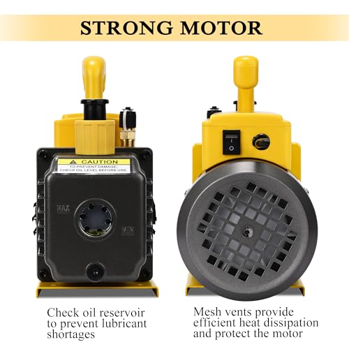 Image of 3.6 CFM Vacuum Pump, 110V 1 /4 HP Single Stage Rotary Vane HVAC Air Vacuum Pump, AC Refrigerant Recharging for R134a R410a R22 Systems, Vacuum Pump Automotive, 300ml Oil Included