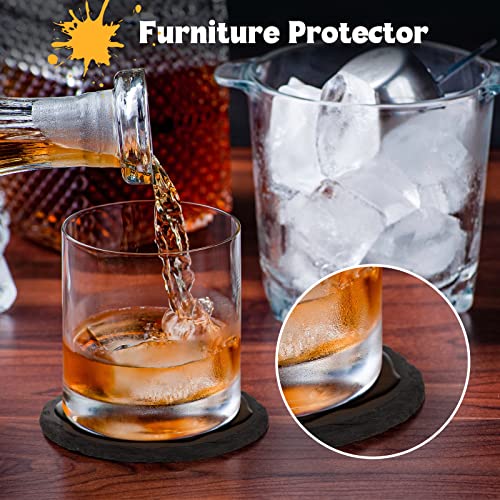 Glcon SLATE COASTERS SET OF 6 Black Slate Coasters For Drinks - Set Of 6 - Anti-Scratch Drink Coasters With Holder - Natural Stone Coasters Bulk, Unique Diy Crafts - Cup Coaster Set For Home Decor, Bar thumb #5