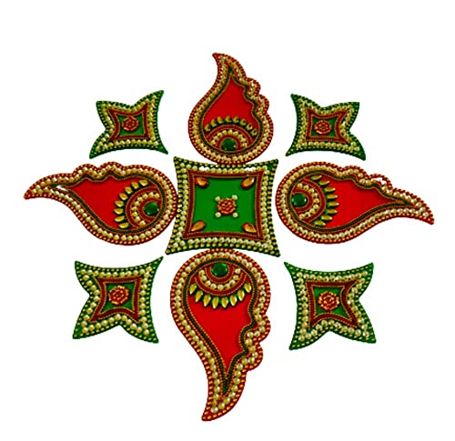 Rangoli reutilizable de diseños múltiples Radhna adorno de suelo 9 piezas 3