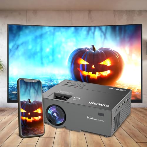 2023 GINCSRI mini Projector for iphone HD 1080P video projectors 9800 Lumens 200" home Movie Projector small portable TV proyector portatil outdoor projectir with speakers Tripod Carry Bag HDMI USB