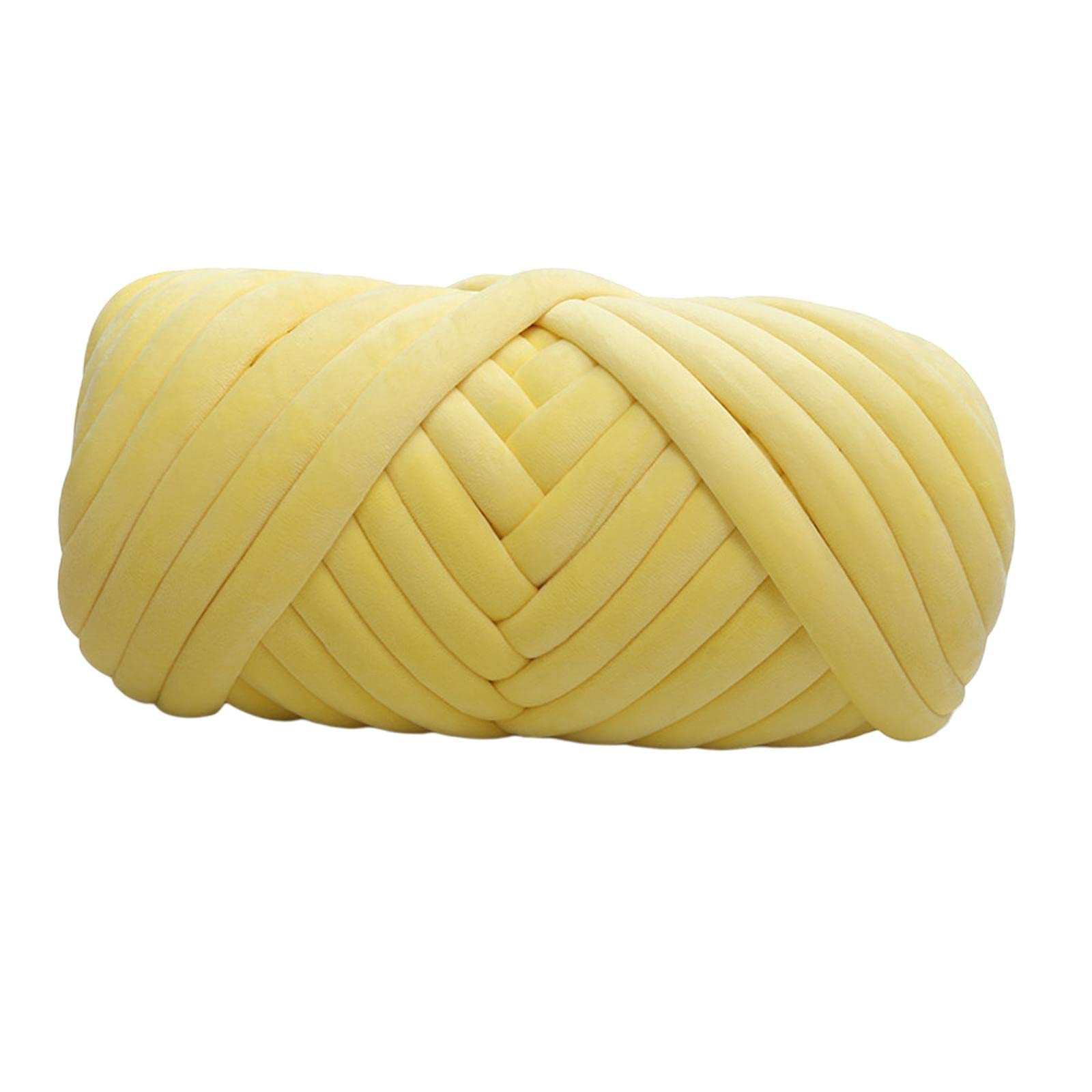 Oshhni 1 kg Dickes Samtgarn, Armstricken, Häkeln, DIY, weicher Schlauch, Riesengarn, Gewichtsgarn für Handgestrickte Decken, Überwürfe, Hüte, GELB
