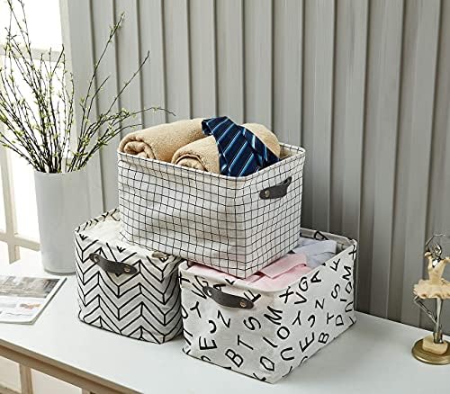 DECOMOMO Set of 6 Water Resistant Foldable Storage Bin | Canvas Fabric Container with Handles | Great for Nurseries, Closets, Bathroom, Toys, Blankets | Home Décor, Practical & Gift (Patterned, Large) 5 51d5b0rqX7S. AC
