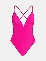 Vista 5 de CUPSHE Traje de baño de una pieza para mujer, cuello en V profundo, correa ajustable en la espalda entrecruzada