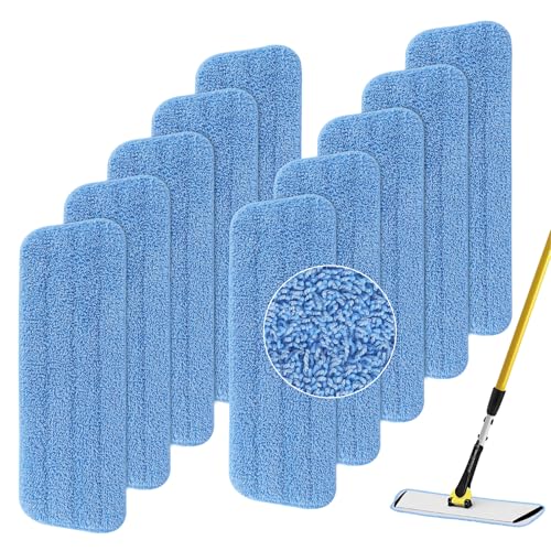 Image of Replacement Microfiber Pad Fit for Rubbermaid Commercial 18 Inch and 17 Inch Mop - 10 Pack Wet & Dry Commercial Cleaning Reusable Refills Fit for Any Microfiber Flat Mop 18 inch 17 inch - Trapezium