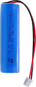 3.7V 2600mAh High Capacity 18650 Battery with XH 2.54 Connector Charger Port High Performance for Flashlights, DIY Battery Pack, Electric Toys XH-2.54 Connector