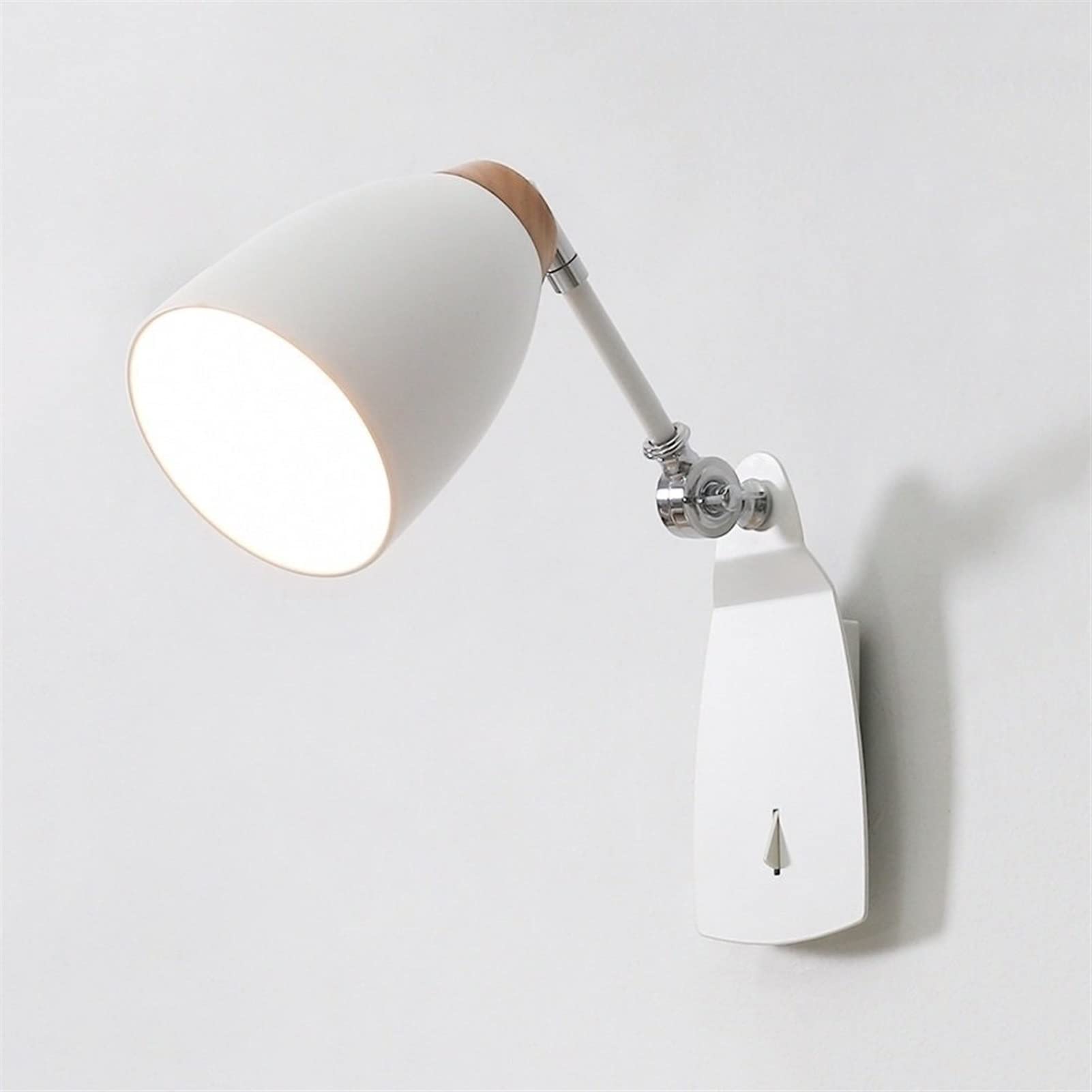 VDOQTLJT European Wall Light Simple Black/White Adjustable Reading in Sconces Lamp Swing Arm with On/Off Switch Metal Black Mounted Fixture E27 chandeliers(Bianco)