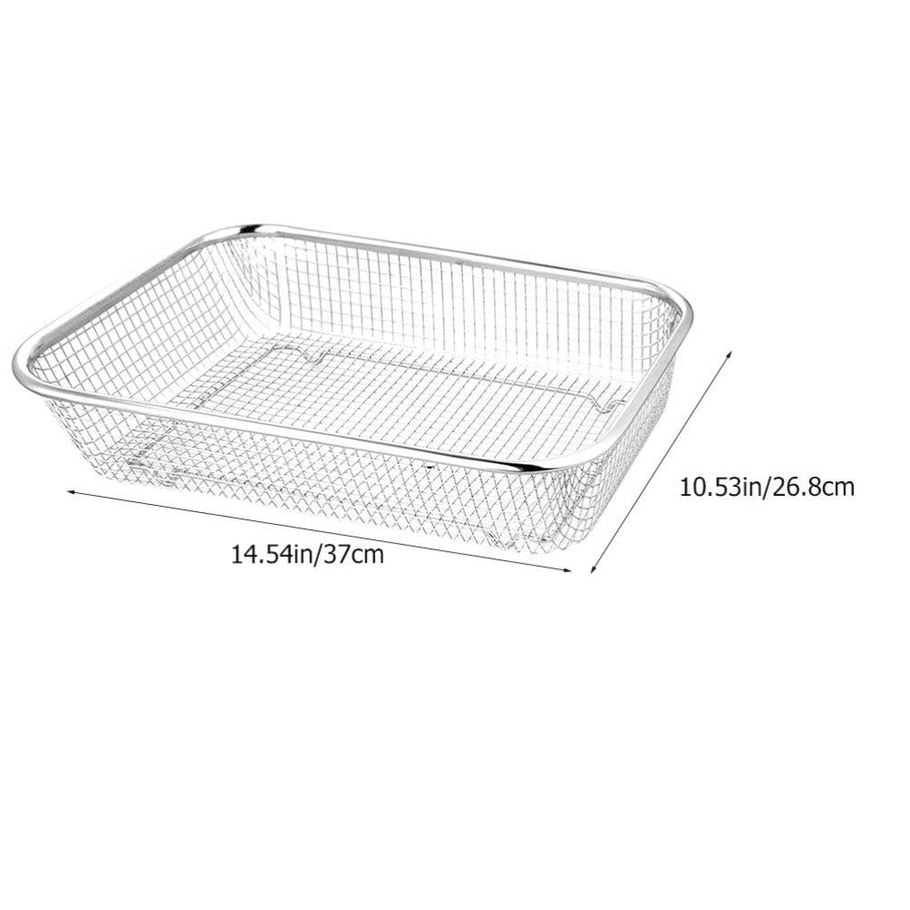 Luxshiny Stainless Steel Colander Strainer, Rectangular Strainer Basket Fruit Strainer Vegetable Fruit Colander Mesh Oil Basket French Fries Holder