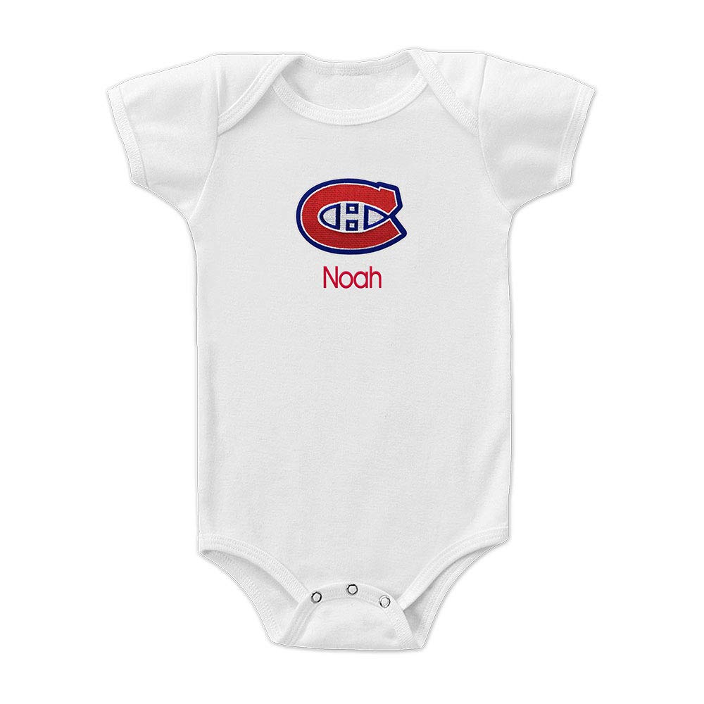 Designs By Chad and Jake Montreal Canadiens Officially Licensed Personalized Baby Bodysuit, (3-6 Months, White)