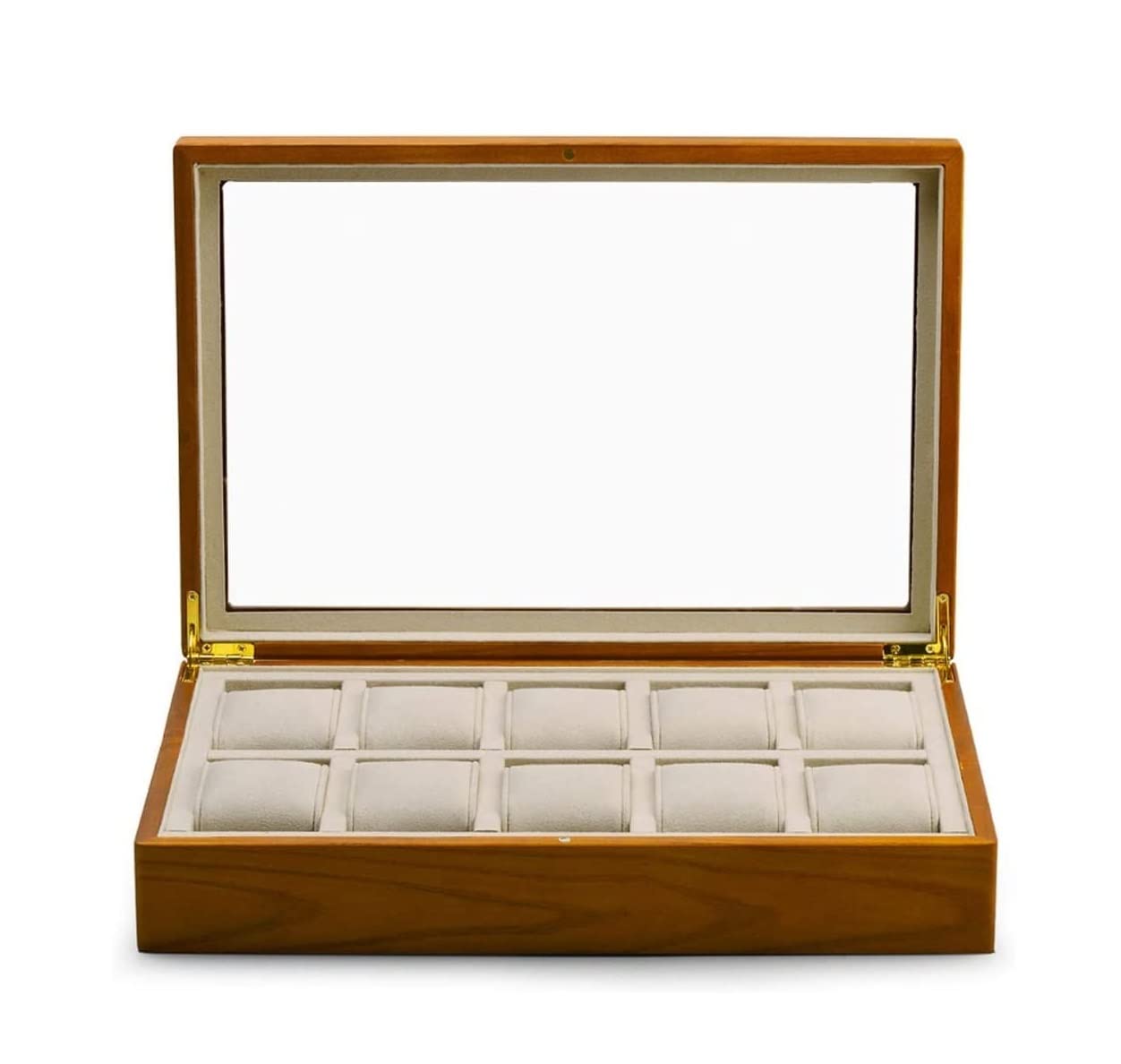 ANVLOJRIH KYUSAR Watch Box Watch Organizer 10 Slot Watch Case Holder Wooden Watches Storage Box, Glass Lid Watch Box Organizer Watch Case Watch Holder (Blue : Nero, Size : 34.5 * 23 * 7.5)