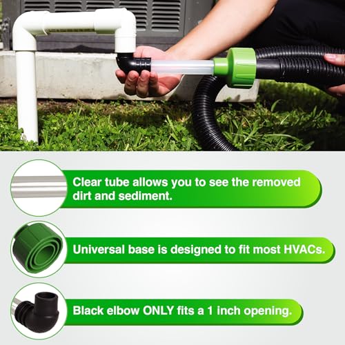 EZVAC - AC Drain Line Cleaner Adapter Evacuates & Unclog AC Drain Line - HVAC to PVC AC Drain Line Cleaner Tool - Universal Fit AC Drain Line Unclogger - AC Drain Line Cleaning Tool - Clear Visibility by EZVAC - Image 2