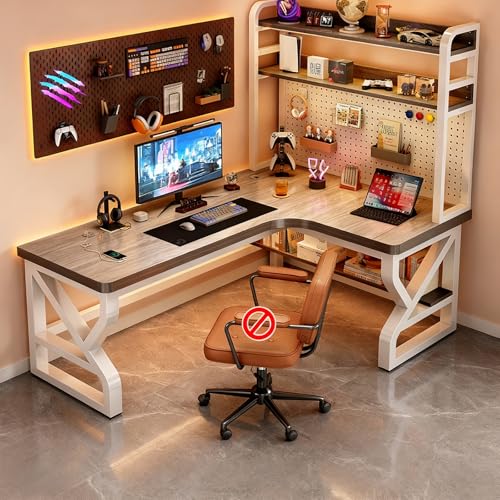 L���f�X�N PC�f�X�N �Q�[�~���O���I�t�B�X�f�X�N ���[�t�� ���E���h�G�b�W�݌v ��120/140/160/180×����74cm �ω׏d300kg ���֊� �g���ȒP �l�ԍH�w�f�U�C�� �w�K�E�ݑ�[�N�E�����[�g���[�N�p (120x100x74cm,���F+�D