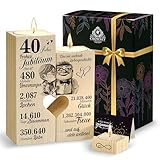 CROWNLY® Rubinhochzeit Geschenke – 40. Hochzeitstag Geschenke für Paare, Holz Teelichthalter 3er Set mit Geschenkbox, Jahrestag Geschenk für Ihn und Sie, 40 Jahre Jubiläum Kerzenhalter Deko