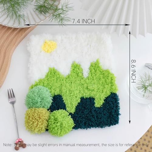 Image of beausougon DIY Latch Hooking Craft 3D Coaster Set with Moss Design, Crochet Kit for Adults