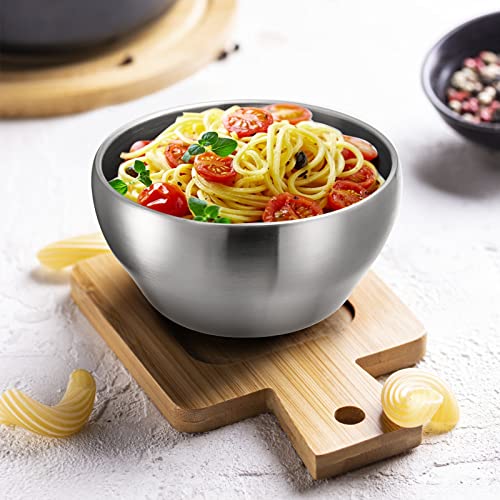 Youeon YOU-STAINLESSSTEELBOWL-3P 3 Pack 25 Oz Sus304 Brushed Stainless Steel Bowls, Double Wall Insulated Bowl, Stainless Steel Soup Bowls thumb #6