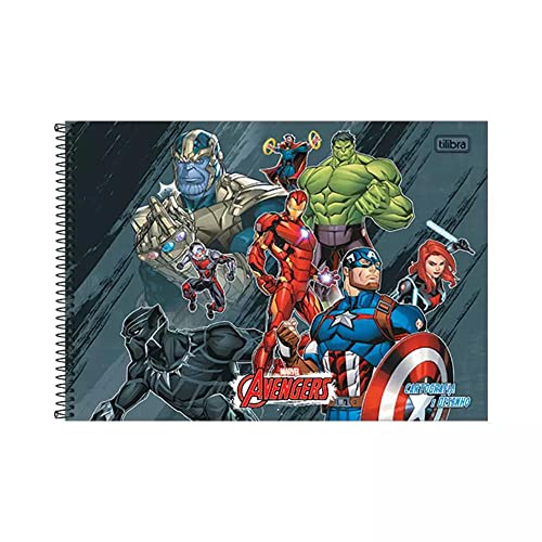 CADERNO DE CARTOGRAFIA E DESENHO ESPIRAL CAPA DURA AVENGERS 80 FOLHAS