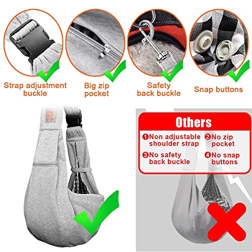 Image of Tomkas Dog Sling Carrier for Small Dogs pet Slings with Extra Pocket Storage Sling with Storage Pocket