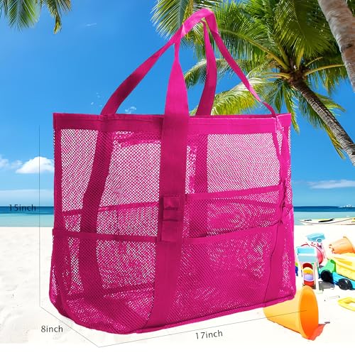 Mesh Beach Bag-Large Tote Bag for Family,Tote Bag with Zipper Pocket for Pool,Toys & Vacation Essentials2