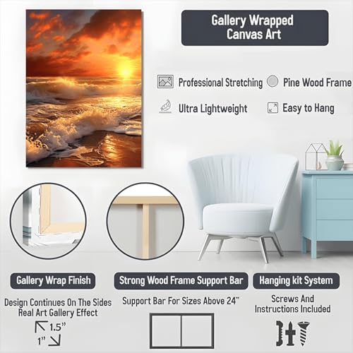 Peintures sur toile de prestige grand format 70x100cm coucher de soleil
