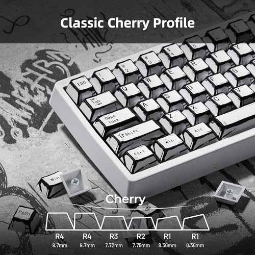 Image of XVX White PBT Keycaps, Cherry Profile Keycap Set, Dye Sublimation Graffiti Keyboard Keycaps Suitable for 60% 65% 75% 80% 100% MX Switches Mechanical Keyboard