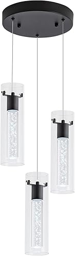 votag Colgante de iluminación de cocina, lámpara colgante moderna con acabado negro, luces colgantes para isla de cocina, restaurante, comedor (3