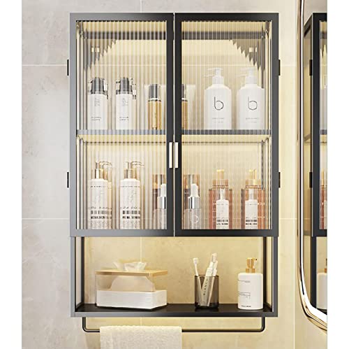 Ahorra espacio en el baño con este armario de pared metálico y botiquín de cristal colgante 7