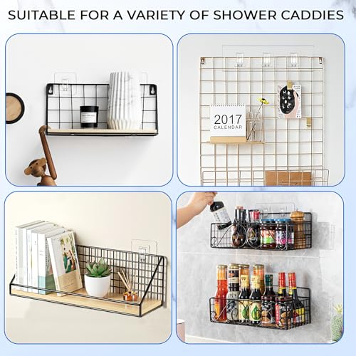 EJGIEGSO 14 Pack Shower Caddy Adhesive Replacement Flat Strips, Heavy Duty Transparent Waterproof Hooks for Bathroom Storage Shelves, No-Drilling Sticky Wall Mount Hooks for Kitchen Organizers by EJGIEGSO - Used condition - Image 8