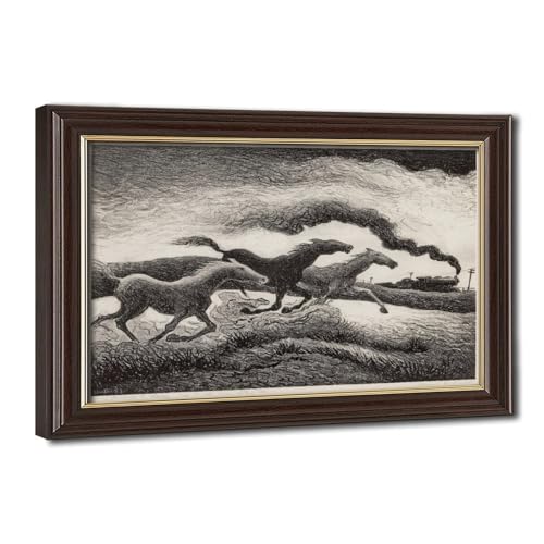 Toile murale chevaux qui courent par Thomas Hart Benton pour créer un salon style ranch rétro