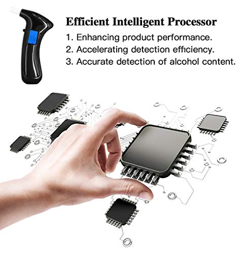 2021 Professional Breathalyzer, High Accuracy Portable Breath Alcohol Tester Digital LED Screen with 5 Mouthpieces + 1 Store Bag + Carrying Case and 1 x Key Chain - Thumbnail 5