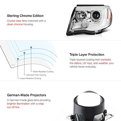 For 2005-2011 Toyota Tacoma Pickup Truck Chrome Oled Neon Tube Projector Headlight Headlamp Assembly Driver And Passenger Side Replacement Pair #TOP4