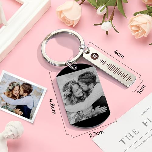 image for Smile lab Personalized Music Spotify Keychain with Calendar & Picture 