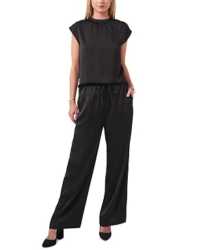 Vince Camuto Womens Straight-Leg Drawstring Pants L Black