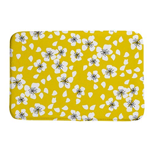 Tapis de douche lavable en machine grand format velours jaune - 2