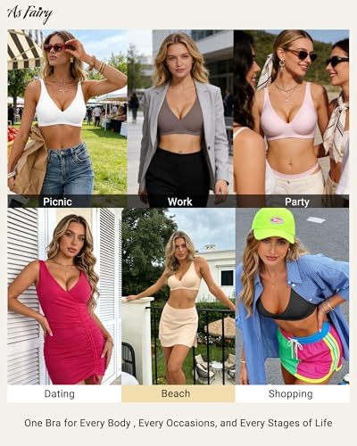 As Fairy Seamless Wireless Push Up Bra Jelly Support Bralette for Women Luxury Fabric Smooth Bras(Nude 36C) — view 6