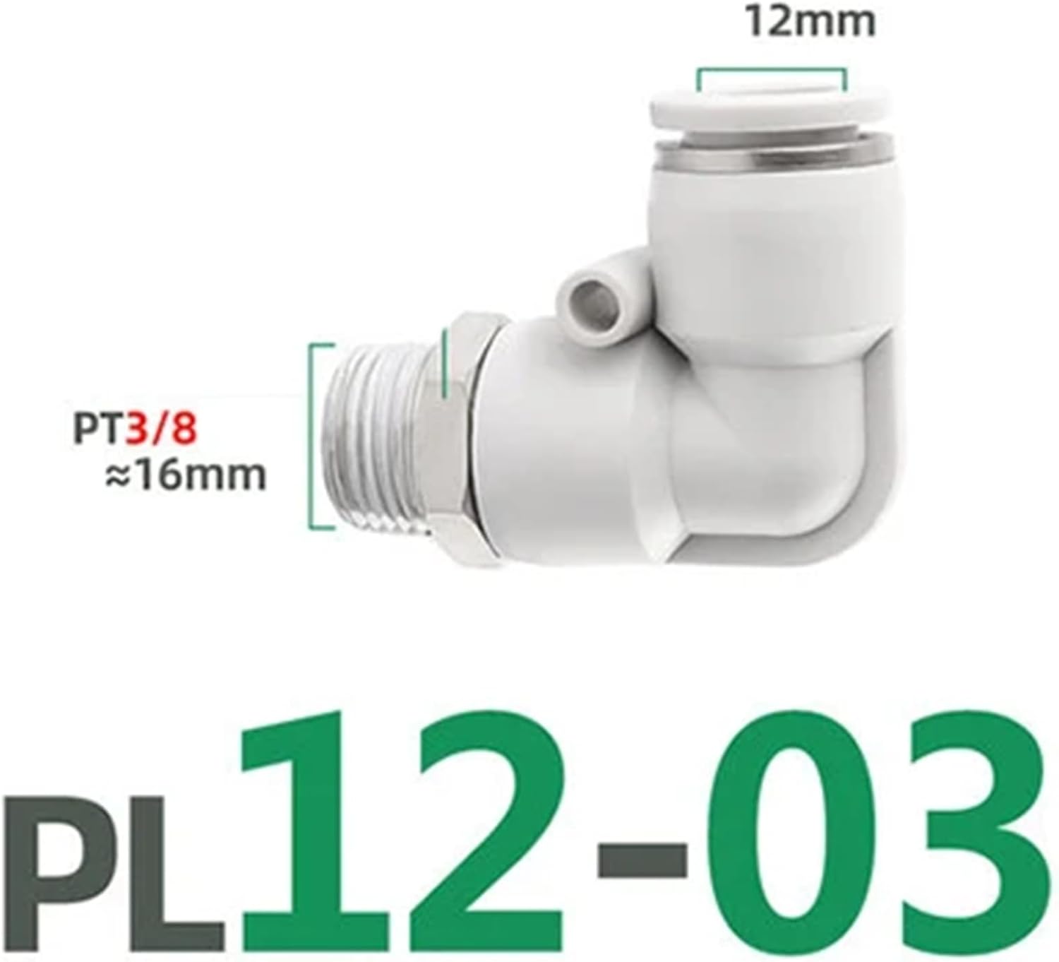 PL Pneumatic Quick Coupling PU Pipe Hose 4 6 8 10 12mm White L-type Brass Thread PT1/4 "1/2" 1/8 "3/8" PL6-M5 1Pcs(PL12-03)