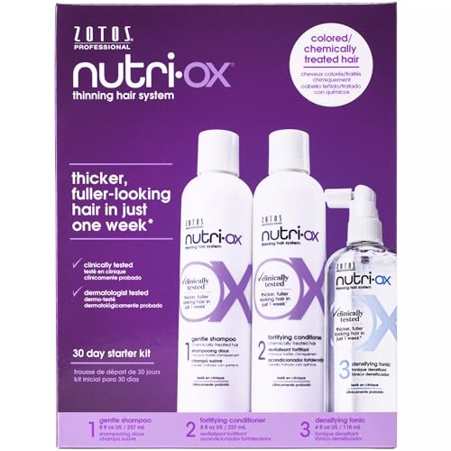 NUTRI-OX Starter Kit for Color-Treated Thinning Hair | Thicker Fuller-Looking Hair | Peppermint | Clinically & Dermatologically Tested | 30 Day Supply