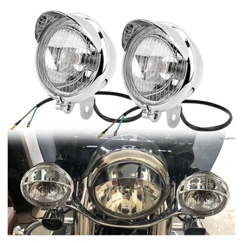 Faros de carretera moto cromados en ABS retro para motos custom 2